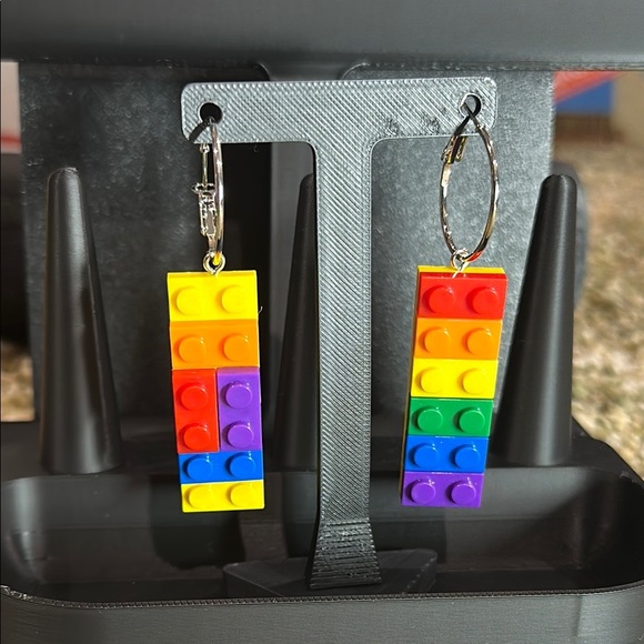 NWT Handmade Colorful LEGO Block Earrings *You can play with them ~Blocks Change - Picture 1 of 8